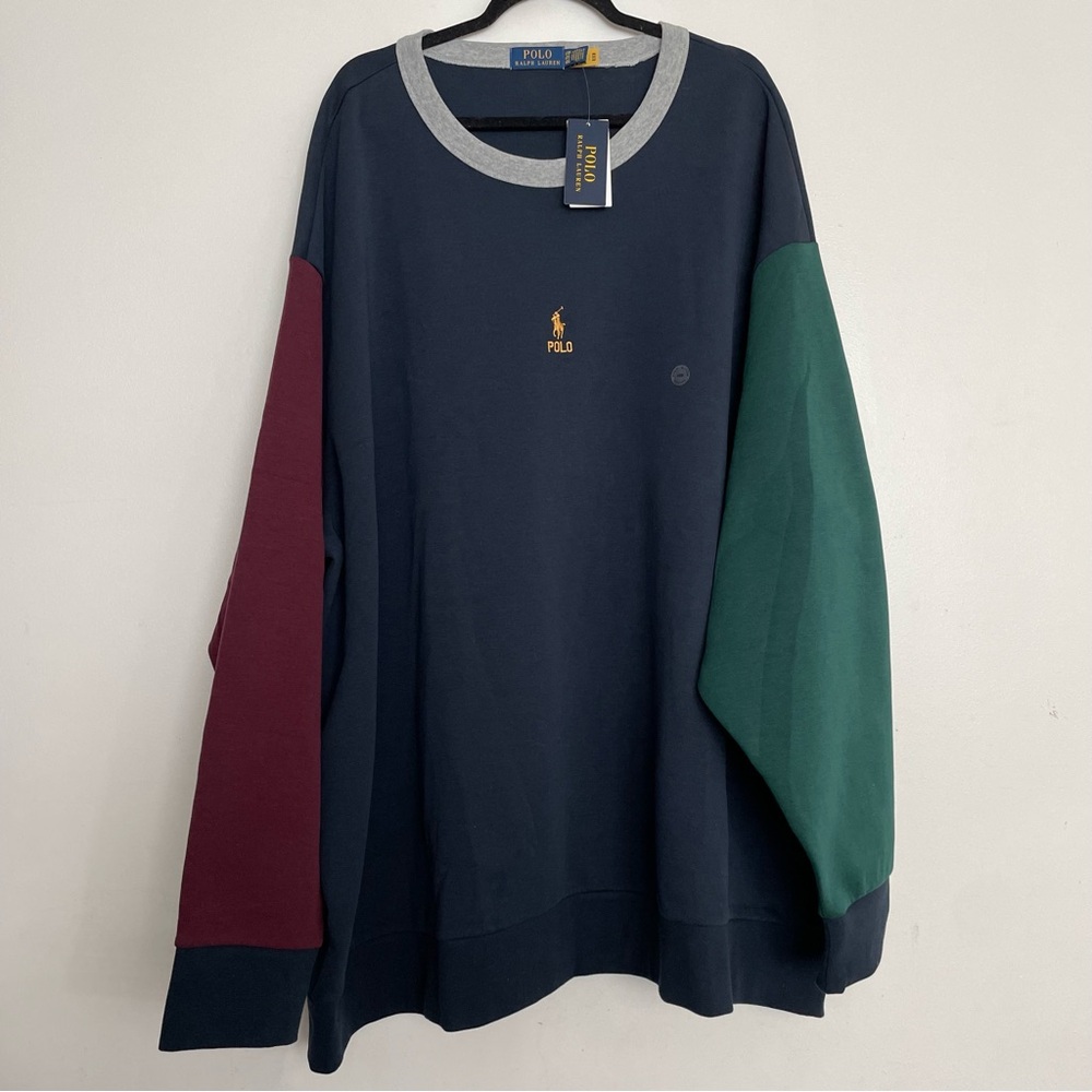 Men’s Polo Ralph Lauren Color-Blocked Double-Knit Sweatshirt Size 6XB